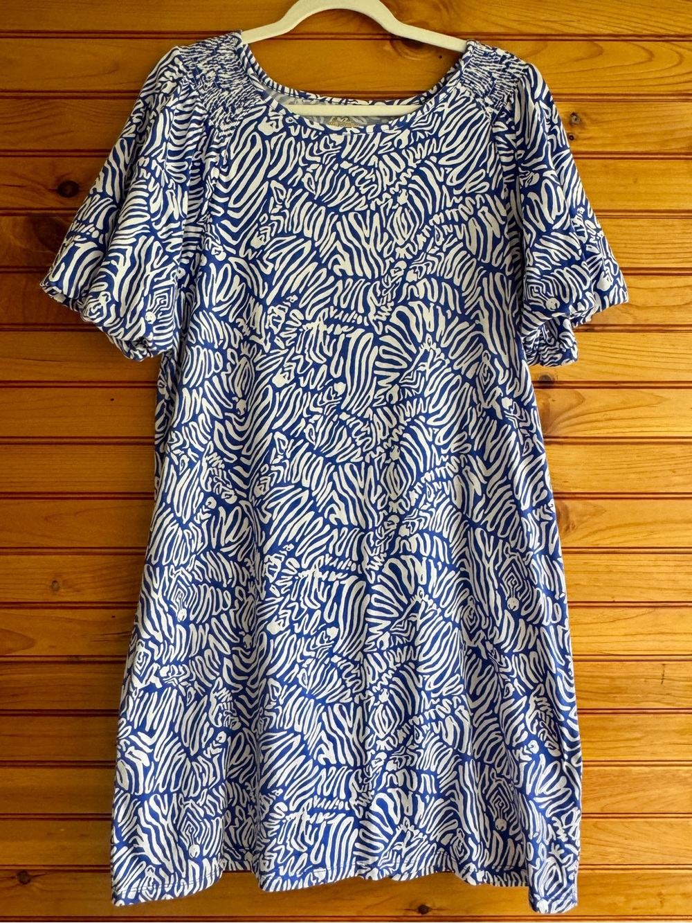 Lilly Pulitzer Blue and White Printed Shift Dress